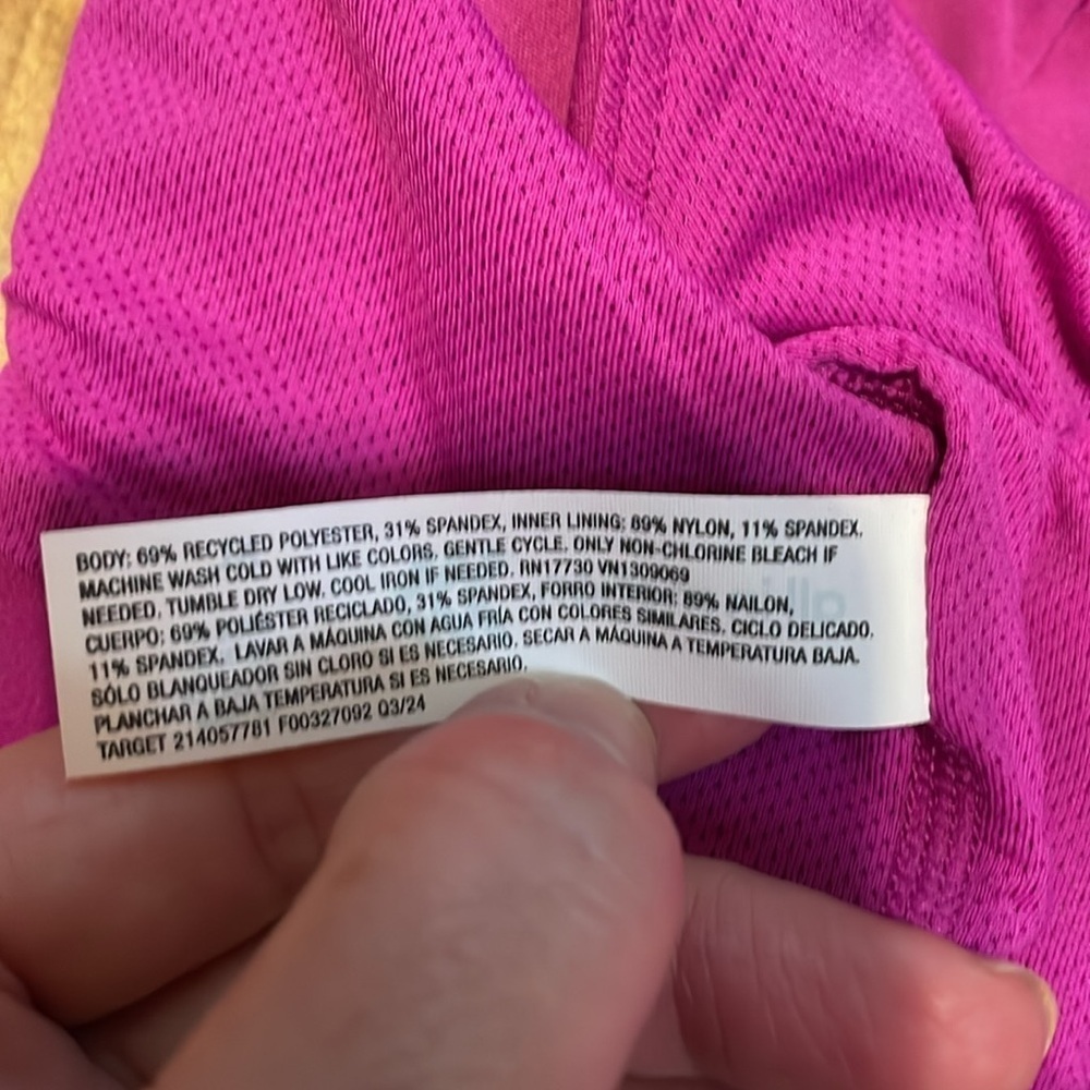 All in Motion women’s XL bra top flex vneck pink purple quick dry UPF NWT - Picture 8 of 12